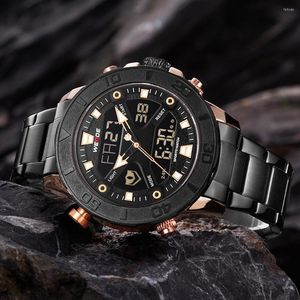 Relógios de moda de relógios de pulseira Homens Homens Weide liderou a prova d'água Full Steel Watch Quartz Militar Digital Mens Sport Relogio Masculino