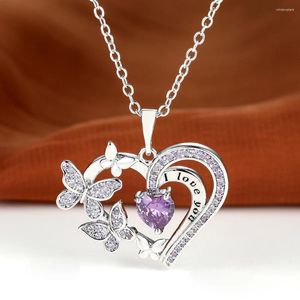 Pendant Necklaces Romantic I Love You Letter Heart Butterfly Exquisite Girls Women Birthday Banquet Jewelry Je T'aime Collier