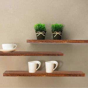 Decorative Objects Figurines Floating Shelves Rustic Wood Wall Shelf Home Storage Rack Mounted Display Stands 230414