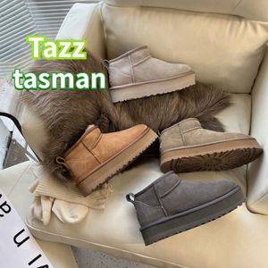 Stivali firmati australiani Tazz Tasman Pantofole da donna Classic Winter Warm Boot Senape Ultra Mini Platform Snow Boot Pelle di pecora Pelliccia scamosciata Caviglia ugglis Stivaletto 35-44