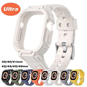 Case+Pasek do Apple Watch Ultra 49 mm 7/8 41 mm 45 mm silikonowa bransoletka dla IWATCH 6 SE 5 4 3 38/42 mm 44/40 mm Ochrata Okładka