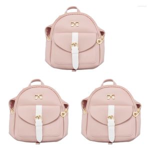 Bolsas escolares -3x mini mochila pequena bolsa diagonal couro fofo laço ladras carteira