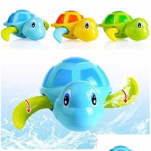 Bath Toys Newborn Cartoon Animal Tortoise Baby Toy Spädbarn Swim Turtle Chain Clockwork Classic Kid Education Drop Delivery Kids Mat M DHCR5