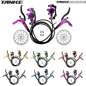 Bike Brakes TANKE MTB Hydraulic Disc Brake Set 160mm Rotors Oil Calliper Plate Front Rear Mountain Bicycle Clamp 22.2mm Handle A Pillar 231115