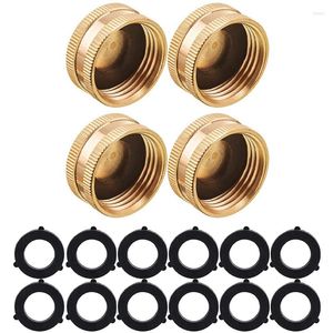 Watering Equipments Garden Hose Female End Cap Brass Spigot With Extra 12 Washers 3/4 Inch 4-Pack