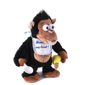 Bonecas de pelúcia elétrica brinquedos de pelúcia orangotango macaco boneca não toque minha comida crianças aniversário presentes criativos bonecas recheadas para crianças 231114