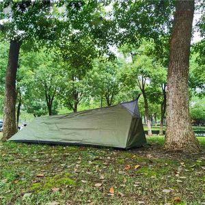 Tält och skyddsrum 1pc ultralätt utomhus camping tält sommar sjunga person mesh inre ventiler netto 210d oxford tyg pu3000 vattentät tält tillbehör Q231117