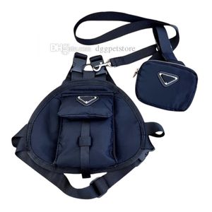 Zaino per cani designer con guinzaglio set da viaggio campeggio escursionismo in nylon cani zaino per cani zaino e cucciolo di sale da sella e cani di piccola taglia nera K14