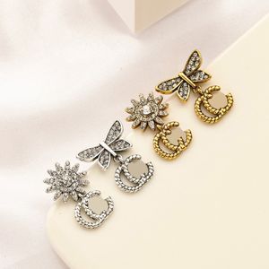 Designer Letter Stud Earrings Retro Classic Butterfly And SunFlower Earring For Women Jewelry Accessory Gifts High Quality