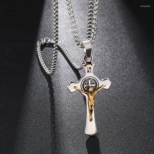 Pendant Necklaces Fashion Vintage Stainless Steel Crucifix Necklace Men Women Casual Daily Religious Amulets Jewelry Gifts