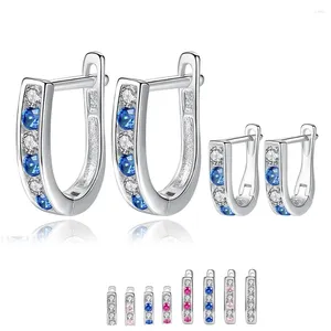 Stud Earrings Authentic 925 Sterling Sliver Round Cubic Zirconia Crystal For Women Child Kids Fashion Jewelry