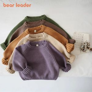 Пуловер Bear Leader, детский свитер на осень-зиму для мальчиков и девочек, свободный свободный детский свитер с круглым вырезом 231115