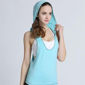 Abbigliamento da yoga Sport Top Fitness da donna con cappello da palestra con cappuccio da jogging corsa allenamento maglietta