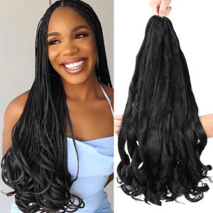 French Curly Braiding Hair 22 Inch Loose Wave Braiding Hair Pre Stretched Bouncy Braid Hair Yaki Texture Synthetic Hair Extensions