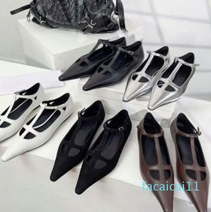 Top Quality Die Reihe speicherte Zehen Schaffell Mary Jane Flat Shoes Slebringe Damen Ballett Sandale Luxus Designer Kleidungsschuhe Fabrik 654c