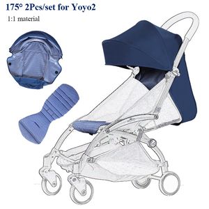 Kinderwagenteile Zubehör 175 ° Kinderwagenzubehör Haubenmatratze-Set für Babyzen Yoyo Baldachinbezug Sitzkissen Fit Yoya Kinderwagen Sonnenschutz Originalstoff 230414