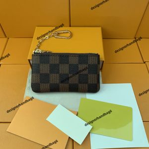 Portafoglio di design di lusso con cerniera damier con cerniera portafogli corti portaerei a portata di carta colorata Donne hasp tasche porta porta chiave con scatola