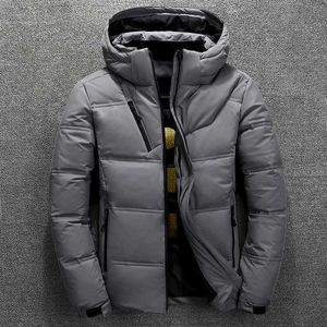 Piumino da uomo Piumino invernale da uomo con cappuccio Cappotto caldo da uomo Casual Autunno Colletto alla coreana Piumino Cappello spesso Anatra bianca Parka Maschio J1116