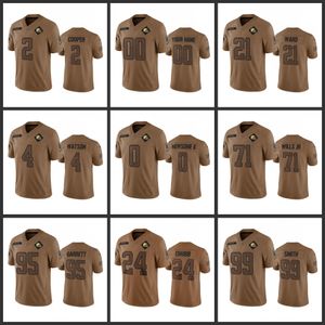 Cleveland''Browns''Men 2 Amari Cooper 4 Deshaun Watson 21 Denzel Ward 24 Nick Chubb 95 Myles Garrett Donne Youth Custom Brown 2023 Salute To Service Limited Jersey