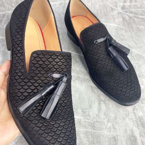 Designer Männer formelle Schuhe Leopardenmuster Roshaarkleid Schuh Leder Spitz Zeh Quaste Loafer Mode Luxus Hochzeitsfeier Schuhe EU48 mit Kastenbeutel Nr. 497