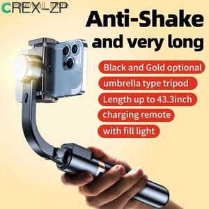 Stabilisatorer Smartphone Handhållen Gimbal med fyllning Light Bluetooth Stabilizer TripoD Selfie Stick Folding Gimbal för iPhone Samsung Q231116