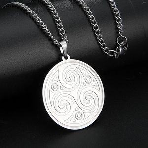 Hänge halsband rostfritt stål triskelion halsband triskel spiralsymbol amulet magi hednisk talisman lycka irländsk knut vintage smycken