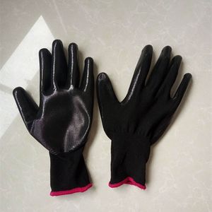 12 Paar Gummi-Mehrzweckhandschuhe, schwarz, dehnbare, gummibeschichtete Arbeitshandschuhe, Bausicherheit, Länge 23,5 cm