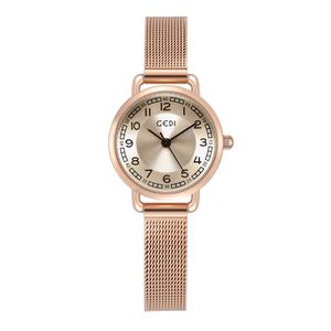 Mulheres luz luxo moda temperamento mostrador redondo simples escala digital malha de aço inoxidável com relógio de quartzo à prova d'água montre de luxe presentes W2