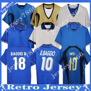 94 98 Italys Retro Baggio Maldini Soccer Jerseys Football 90 82 96 Rossi Schillaci Totti del Piero 2006 Pirlo Inzaghi Buffon Cannavaro Vintage Uniforms