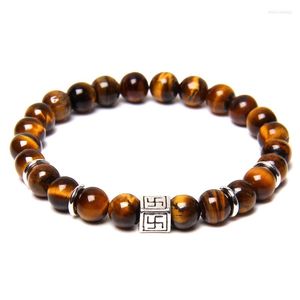 Strand Buddha Braclet Erkekler Doğal Kaplan Göz Taşı Boncuklar Bilezik Siyah Lava Boncuklu Yoga Dualar Kadınlar Moda Takıları