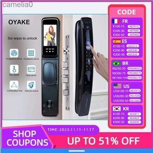 Smart Lock Smart Serratura completamente automatica Spioncino elettronico Impronta digitale biometrica Password Chiave della scheda Sblocco U Smart Go Controllo remotoL231116