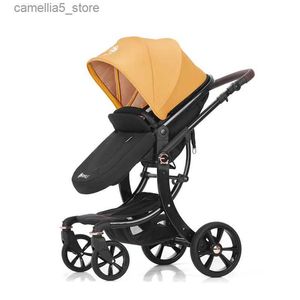 Barnvagnar# Ny lyxig multifunktionell barnvagn Portable High Landscape Barnvagn Fällbar vagn Rött guld Nyfödd Baby Trolley Car Q231116