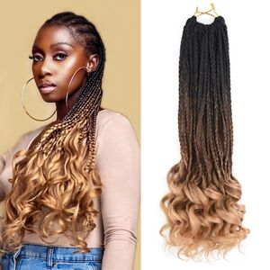 Crochet Box Braids With Curly End Pre Stretched 14 18 24 Inch Ombre Box Braid Crochet Hair For Women