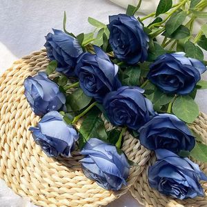 Decorative Flowers Artificial Vintage Blue Rose Holding The Bouquet Home Decore Desktop Furnishing Articles Shooting Props Valentine's