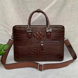 Briefcases Fancy Authentic Exotic Crocodile Skin Businessmen Working Briefcase Genuine Real Alligator Leather Male Large Shoule Bag Handbag