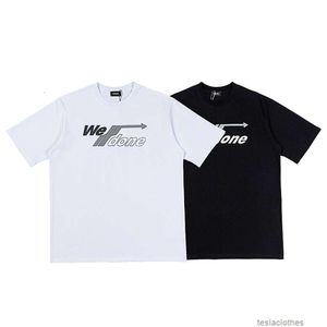 Designer Fashion Clothing Luxury Tees Tshirts We11Done 23 Spring/Summer Exclusive 3M Reflective Arrow Silver Letter Printing Men's Women's Short Sleeve T-Shirt