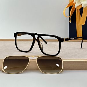 Óculos de sol de designer de dupla finalidade com armação de metal de luxo, lentes planas com logotipo, lentes elegantes para homens e mulheres, destacáveis para dirigir, lazer e férias 1085