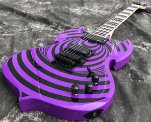 Zakk Wylde Audio Barbariano Purple SG Guitar Bullseye Black, grande bloco, hardware preto, picapes da China EMG, Grover Tuners