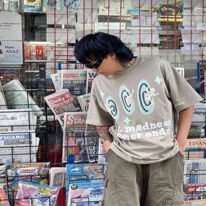 Designer de moda roupas de luxo tees tshirts quebrado planeta mercado reino unido nicho decote espuma carta impresso casal de manga curta t-shirt