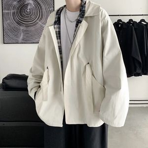 Men's Jackets Men's Fashion Trend Streetwear Bomber Hooded Jacket Black/white Color Coats Pocket Decoration Windbreaker Clothes S-3XL 231116