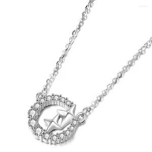 Zincirler 925 STERLING Gümüş Zirkon Yıldız Kolye Kadın Moda Moda Sevimli Geometrik Tasarım Takı Doğum Günü Hediye Damla