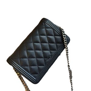 Fine caviar print calfskin leather vintage chain bag Fortune Bag Mini phone bag Women's crossbody shoulder bag