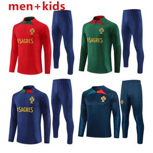 2023 2024 Portugalia Dzieci dróg Joao Felix Soccer Jerseys Suit Ruben Neves Bruno Ronaldo Fernandes Portugieser 23 24 Portugalskie dorosłe mężczyzn Zestaw dresowy