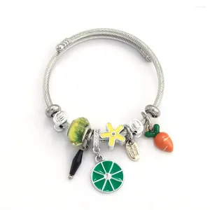 Bracciale rigido primaverile ed estivo con ananas adorabile, bracciale in acciaio al titanio, ciondolo Amazon fai da te personalizzato da donna