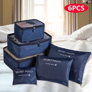 Sacos de noite 6 pcs saco de armazenamento de viagem conjunto portátil dobrável organizador de bagagem para sapatos embalagem roupas arrumadas guarda-roupa mala bolsa 231115