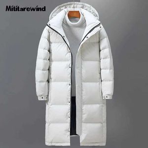 Men's Down Parkas Winter White Duck Down Jacket Men and Women Korean Fashion Solid Color Hooded Down Coat Windbreaker Thick Warm Long Couple Wear J231116