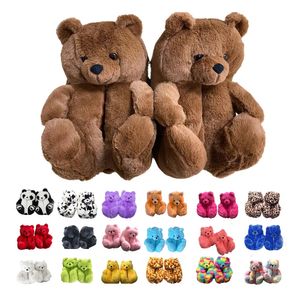 Pantofole Natale Bambini Orsacchiotto Peluche Donna Uomo Inverno Coperta Casa Morbida Scarpe Fulffy Bambini Cartone animato Animale Pantofola pelosa 231115