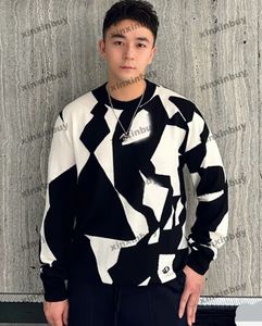 Xinxinbuy Men Designer Hoodie Sweatshirt Chessboard Grid Jacquard Knit Wool Long Sleeve Women Red Black White Grey M-3XL