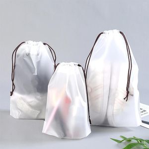 Förvaringspåsar rese påse bärbara skokläder organzier dragsko resväska transparent underkläder smink