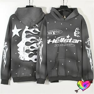 Herren Hoodies Sweatshirts 2023fw Fleece Hellstar Hoodie Männer Frauen Faded Grey Snowflake Graphic Pullover Vintage Hoody 231116